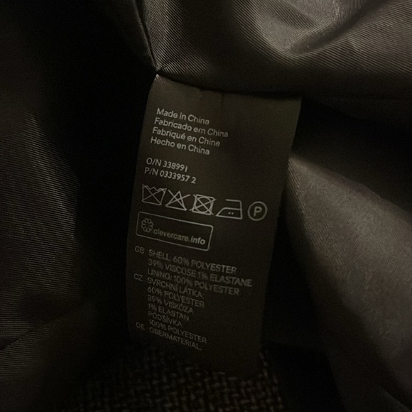 H&M Tweed Flyaway Tuxedo Blazer Open Front Zipper Detail  Ruched Sleeves - Picture 11 of 11